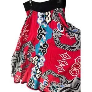 0172 Jeanne Marc Abstract Print Maxi Skirt P 4/6 Made in USA